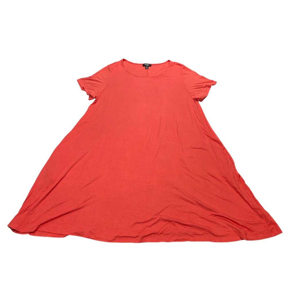 Lord & Taylor Woman Swing Dress Size 1X Coral Orange Short Sleeve A-Line Viscose